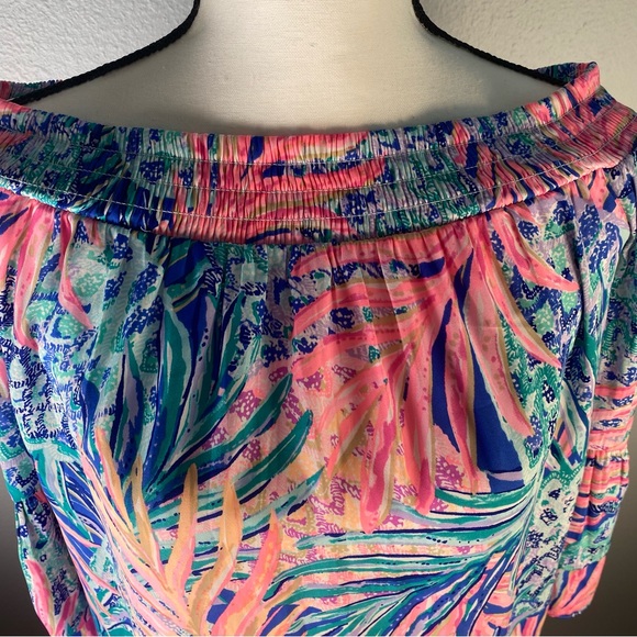 Lilly Pulitzer Tobyn Off-Shoulder Dress Tunic Gypsy Paradise Pineapple - Picture 3 of 10